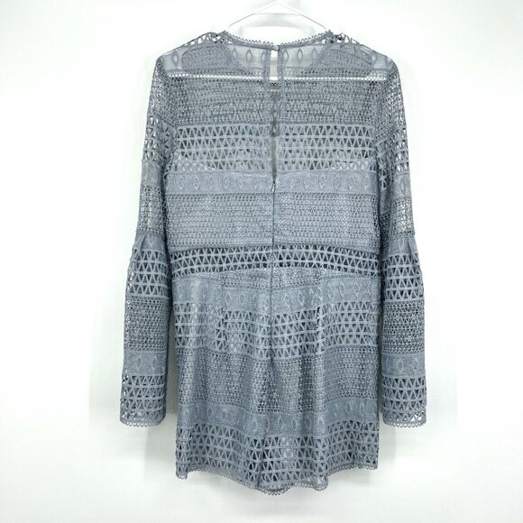 Bardot Romper Kristy Lace Blue Long Bell Sleeve Playsuit - Picture 9 of 12